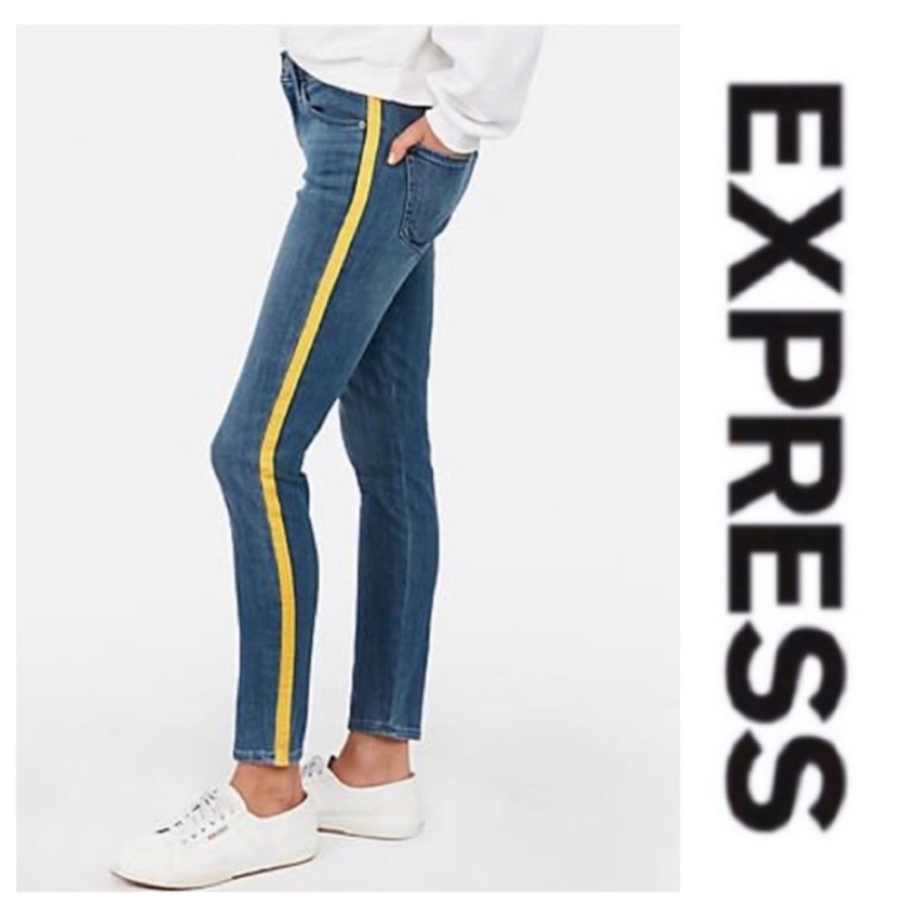 Final ❤️ Express Yellow Side Stripe Jeans Sz 8